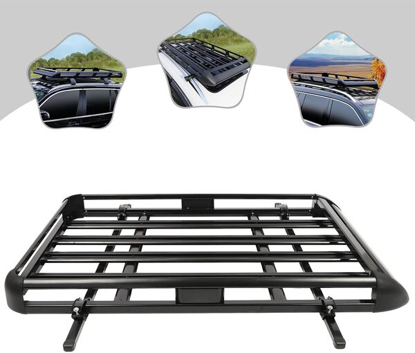 LOYEMAADE Porte-bagages de toit universel en aluminium - 160 cm - Noir - Charge maximale : 150 kg - Compatible avec les modèles SUV et Voiture
