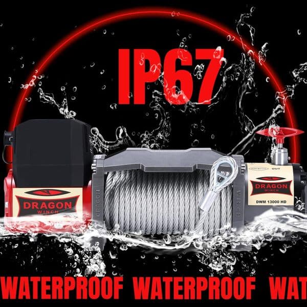 Dragon Winch Treuil électrique 12V Maverick 13000 lbs / 5897 kg, avec câble en acier 20m pour dépanneuses et véhicules municipaux | Télécommande sans fil + accessoires treuil | Étanchéité IP67