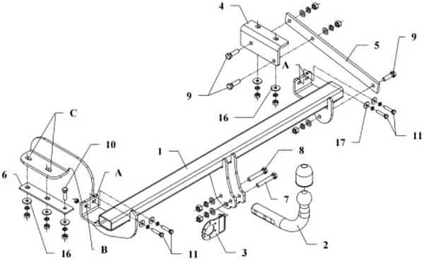 Auto-Hak L'attelage complet rigide fixe per Peugeot 3008 06.2009-04.2016 + universel faisceau électrique 7-broches