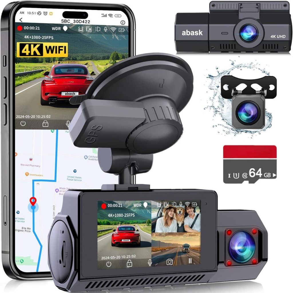 Test : dashcam abask 4K triple caméra avec GPS et vision nocturne