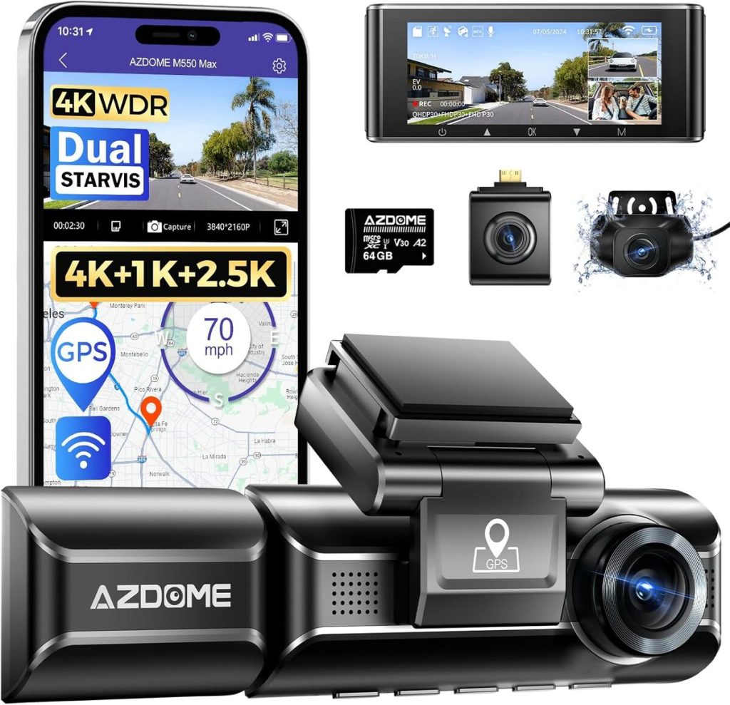 Test de la dashcam AZDOME 4K triple caméra pour voiture