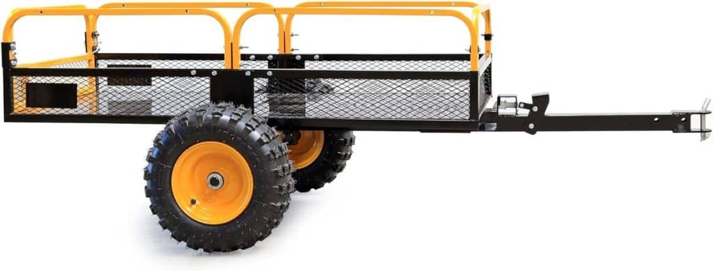 Test de la remorque basculante Wiltec pour tondeuse autoportée