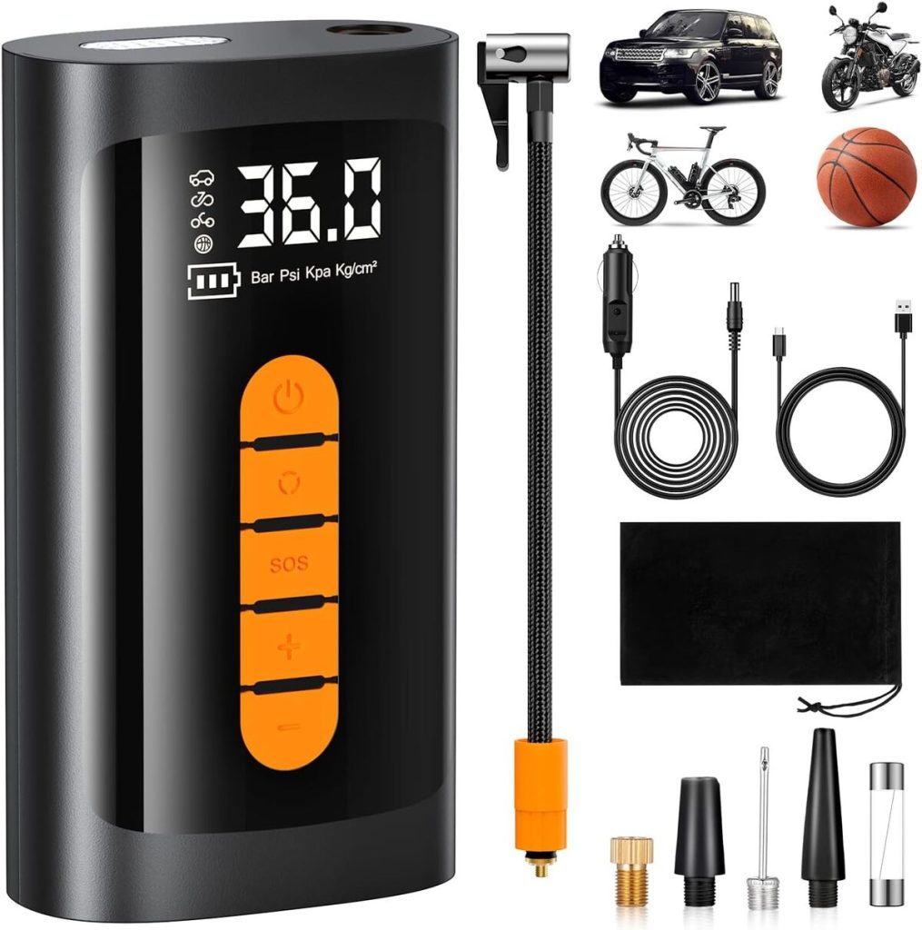 Test du gonfleur de pneu électrique portable 150 PSI avec manomètre LED