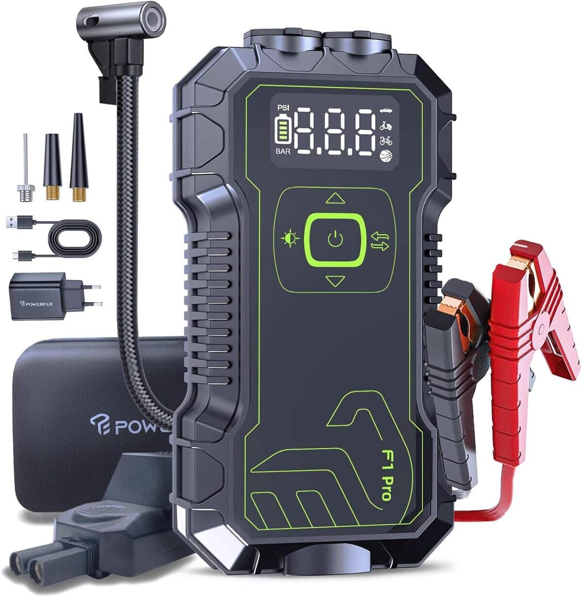 Test du PowerFar Booster : batterie voiture avec compresseur 160PSI, 5000A