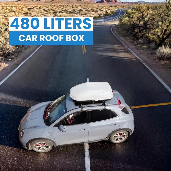 Coffre de Toit de Voiture 480L, Porte-Bagages de Voiture, Coffre à Bagages de Voiture, Galerie de Toit Universelle pour Véhicule, Sac Porte-Bagages, Coffre.
