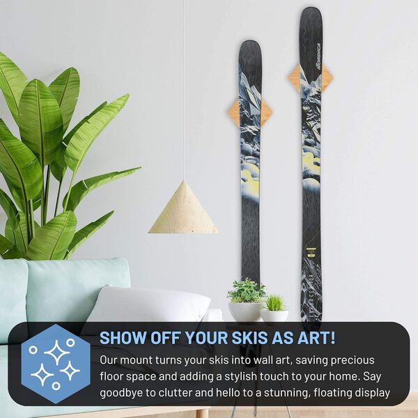 Support mural de ski – Cintres muraux en bois dur pour ski, support mural pour ski, support mural pour skis, support mural pour skis, support mural vertical, porte-skis mural, porte-skis mural