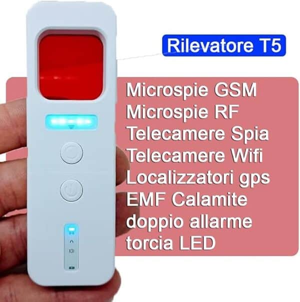 Détecteur de microspie GPS voiture Caméras espion Maison Bureau professionnel technologie militaire 1 à 6,5 GHz Gsm Gps Wifi RF EMF Alarme et lampe de poche Led (T5)