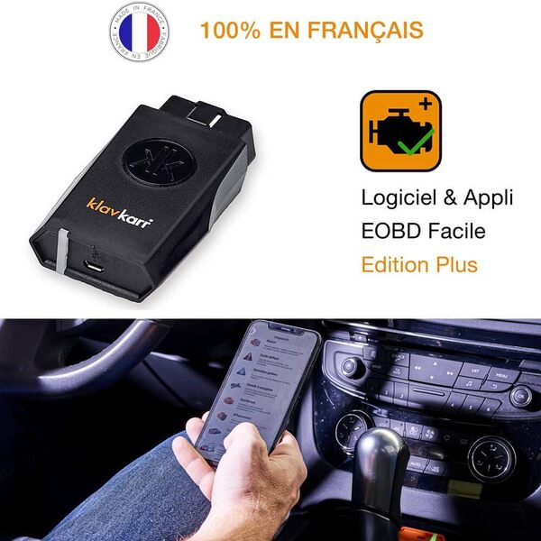 Valise Diagnostic Auto Multimarque | klavkarr 210 | OBD2 Bluetooth | 100% en Français | Prise OBD Diagnostique Professionnel pour Voiture Diesel & Essence | Fonctionne sur iPhone/Android/PC/Mac