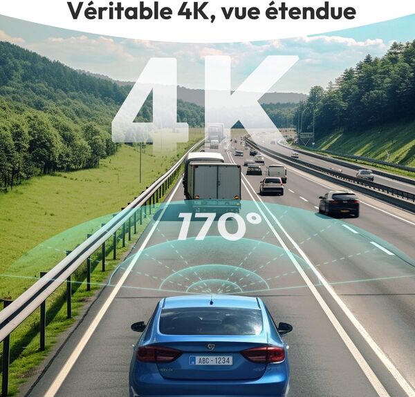 4K Dashcam Voiture Avant Arrière GPS, WiFi Caméra Voiture avec Carte SD 64GB,Camera Voiture Grand Angle 170°,ADAS,Vision Nocturne,WDR,G-Capteur,Mode Stationnement 24H,Enregistrement en Boucle