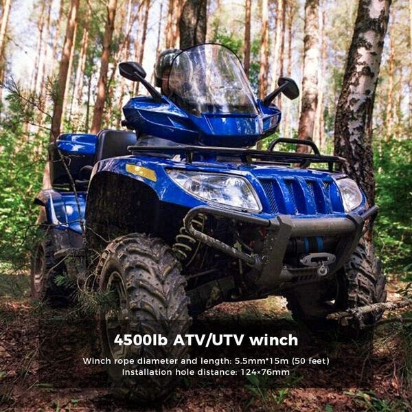 Anbull Treuil électrique 12V 4 500 LBS / 2045 Kg, Corde Synthétique 5.5mm*15m, IP67 étanche, Corde en Nylon, Télécommande Sans Fil 20m