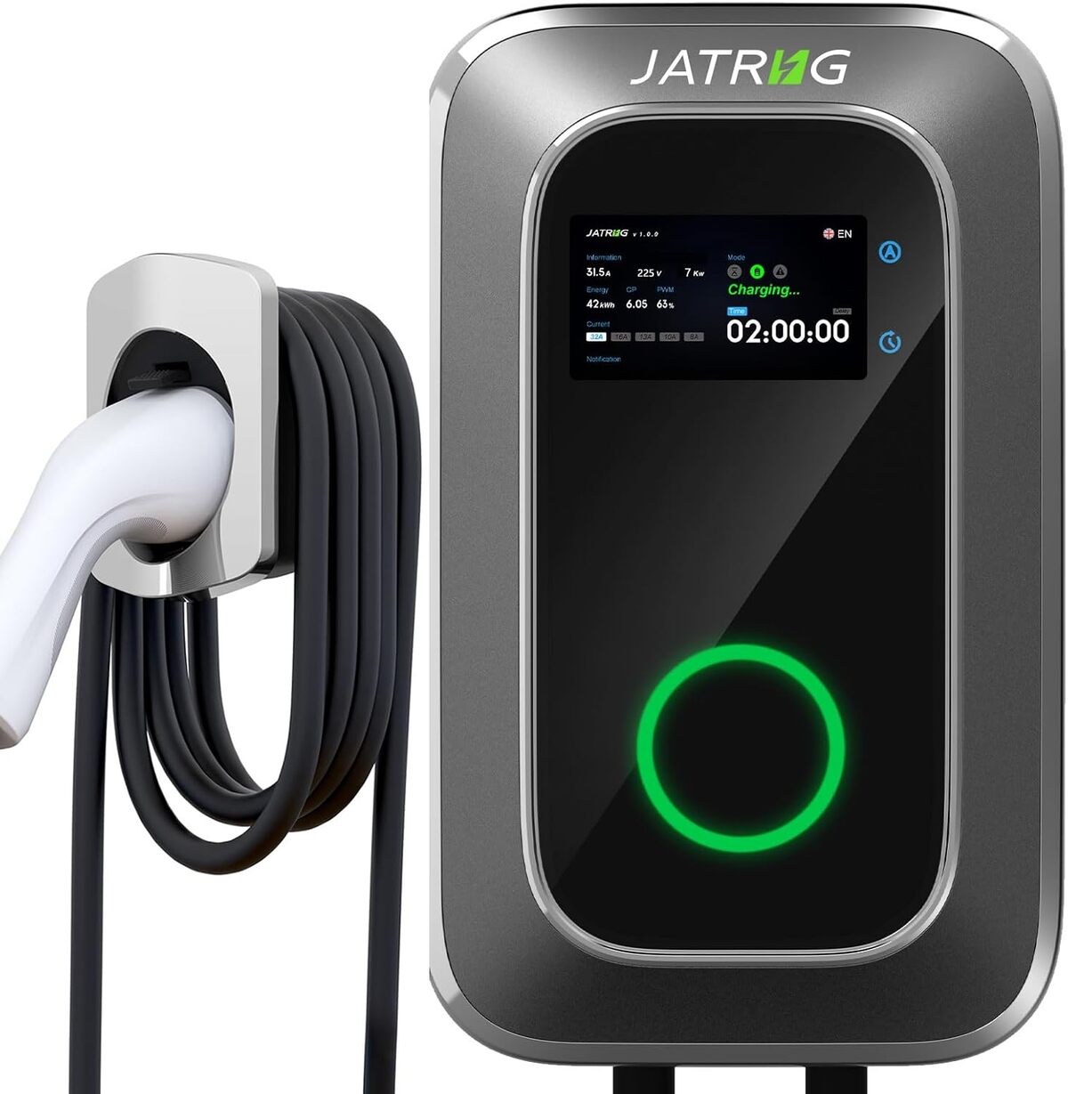 Test JATRHG S1 borne de recharge 7kW pour véhicules électriques