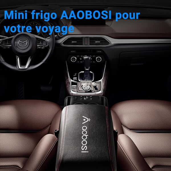 AAOBOSI 15L Compresseur électrique, 12V Réfrigérateur de Voiture à Compresseur, APP und Bouton Contrôle, Frigo pour Voiture, Camion, Camping, Voyage [Classe énergétique D]