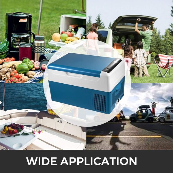 VEVOR Glacière Portable Électrique 12/24V Réfrigérateur Portable Automobile, Mini Frigo de Voiture Électrique avec Batterie de Voiture à 3 Niveaux Double Mode avec Panneau de Commande LCD