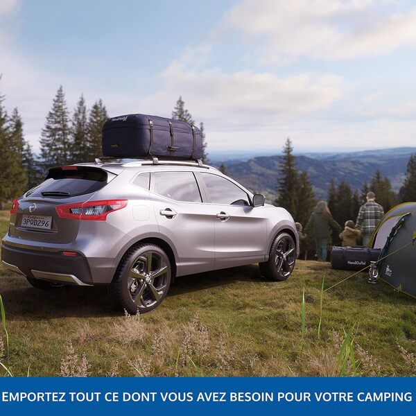 HandiWorld HHOLDALLWR330 HandiHoldall Grand Coffre de Toit Souple, Sac de Toit Pliable Résistant aux Intempéries avec Base Solide, Bleu Marine, 330 litres