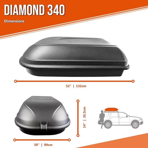 Diamond 340 Coffre de Toit, contenance 320 l, Noir