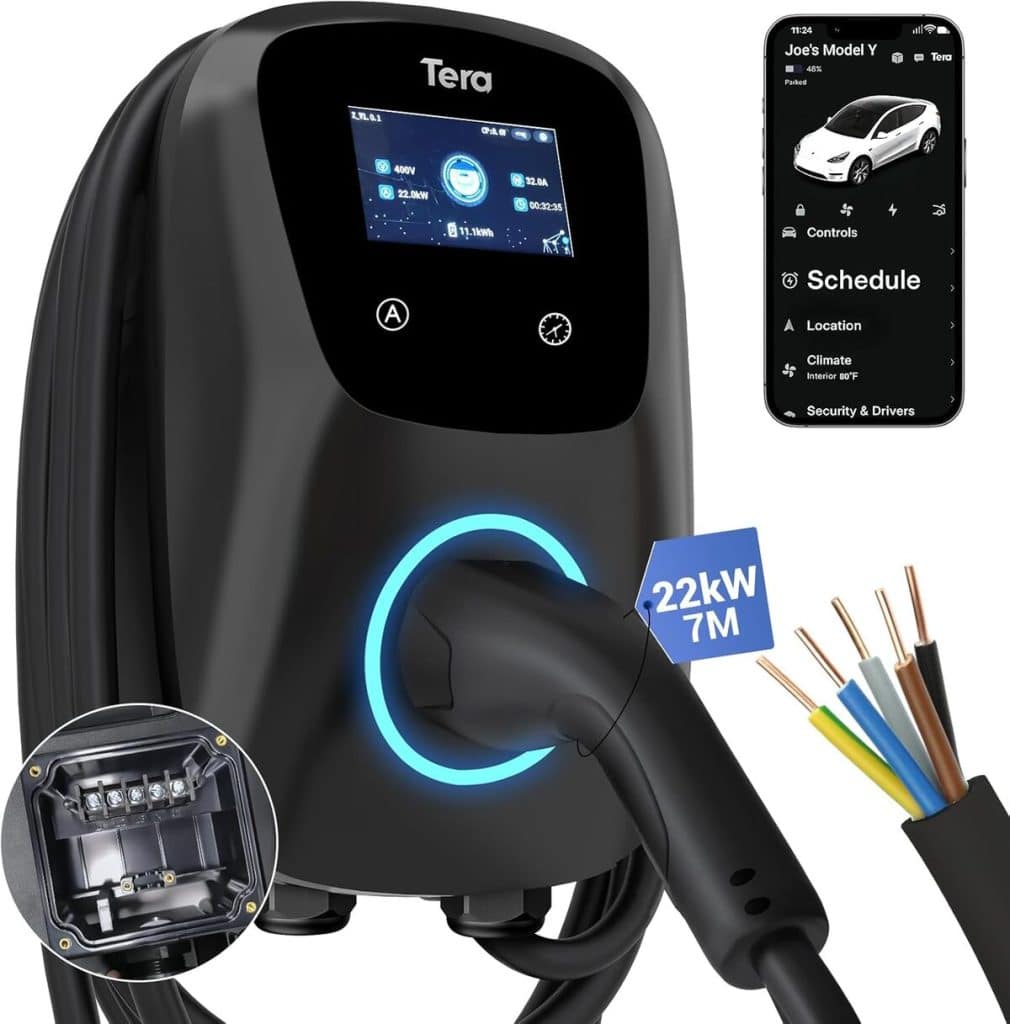 Test : tera EV borne de recharge intelligente W01 Noir 22 KW