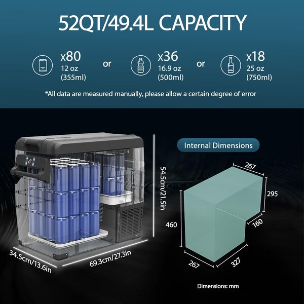 Alpicool NCF55 55L Glaciere Portable Réfrigérateur Voiture Camping Congélateur 12/24V Mini Frigo pour Maison, Bureau ou Pique-Nique en Plein Air/ -20 à 20℃ [Classe énergétique C]