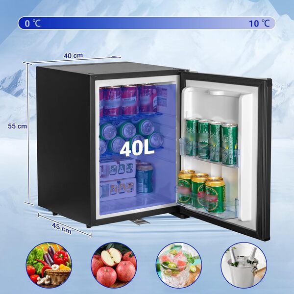 SMETA Frigo 12V, Réfrigérateur Camping 12V 220V 40L, Frigo Caravane, Mini Frigo de Chambre, Frigo 12V Camping Car, Réfrigérateur pour Voiture, Van, Fourgon, Bureau, Gîte - Noir [Classe énergétique G]