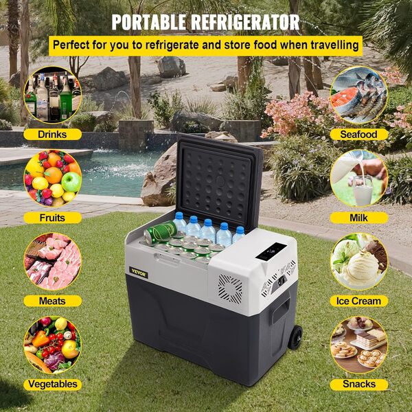 VEVOR Glacière Congélateur Voiture 30 L Portable Mini Frigo Silencieux 220V avec Panneau Numérique -20 à 20℃ pour Maison, Voiture et Camping 58 * 36.8 * 36.1CM