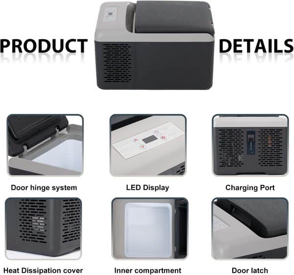 Alpicool C9PT 9L Glacière Electrique Voiture, Portable à Compression Réfrigérateur de Voiture, 12/24V congélateur et réfrigérateur, pour dortoir, Camping ou Pique-Nique en Plein Air, 20 à 20℃ (Noir)