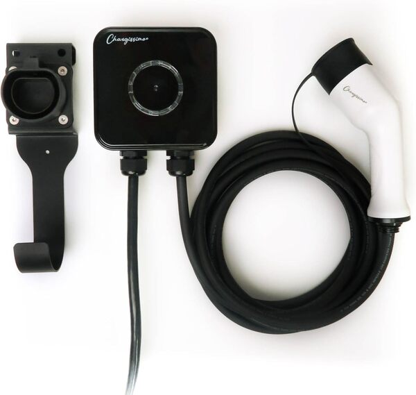 Wallbox borne chargeur mural CHARGISSIMO 7.2KW pour EV voiture électrique et hybride rechargeable 5 mètres Type 2 | Compatible Model 3/S/X/Y, ZOE, e-208, 500e, ID.3, ID.4, i3, EV6, MG4, Spring