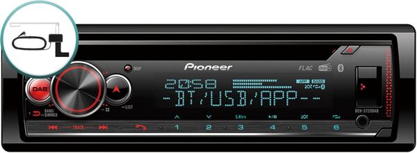Pioneer DEH-S720DAB-AN avec antenne DAB, autoradio 2 DIN, tuner CD avec FM et DAB+, Bluetooth, MP3, USB et entrée AUX, éclairage RVB, mains libres, application Smart Sync, égaliseur 13 bandes