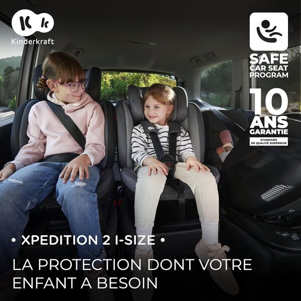 Kinderkraft XPEDITION I-Size 40-150 cm, Siège auto bébé 0 à 36 kg évolutif, Groupe 0/1/2/3, Isofix 360° pivotant, Têtière et largeur d'assise ajustable d'une seule main, Protections latérales, Noir