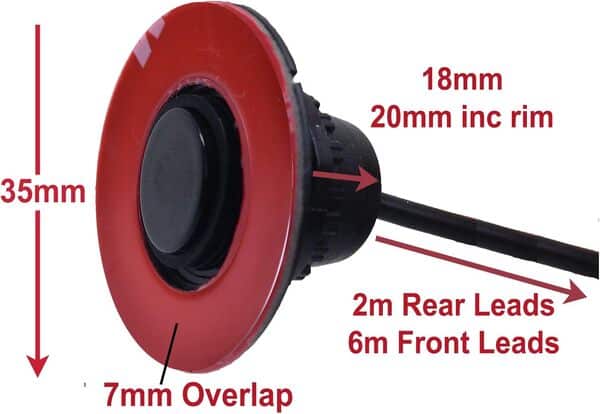 Dolphin DFM450 Kit de capteurs de stationnement à ultrasons encastrés Style OEM 4 avec écran de tableau de bord et système d'alerte audio – Blanc