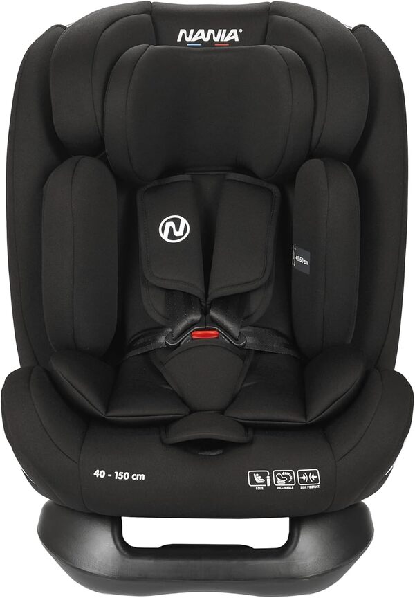 Nania Siège auto enfant Prato - I-Size 40-150 cm - Evolutif naissance jusqu'à 12 ans environ - Fixations ceinture de sécurité- Réglage de l'Appui-tête et de l'Inclinaison, Insert Lombaire et Réducteur