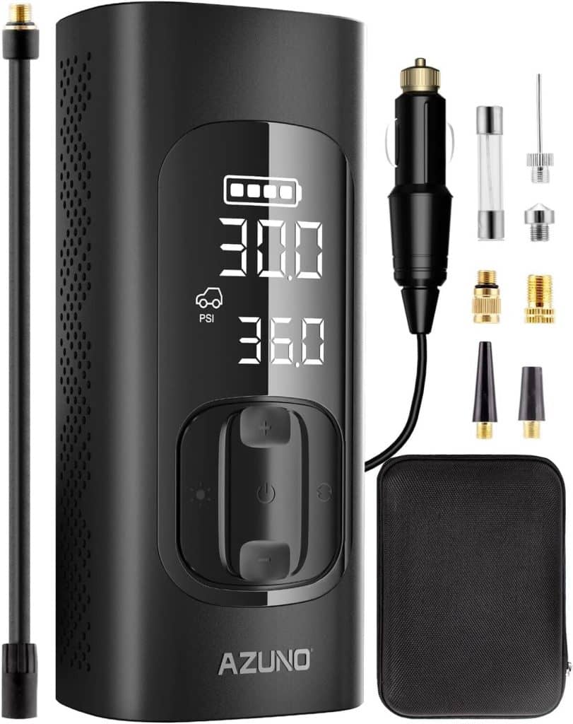 Test du compresseur portatif AZUNO : gonfleur rapide 7800mAh