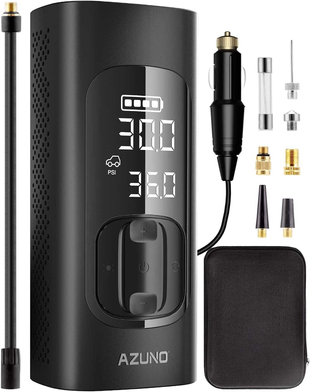 Test du compresseur portatif AZUNO : gonfleur rapide 7800mAh