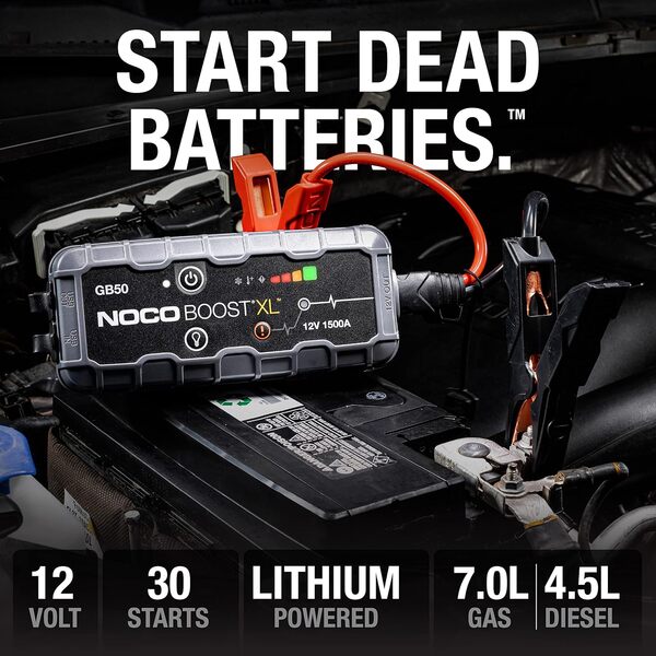 NOCO Boost XL GB50 1500A 12V Booster Batterie Voiture Lithium UltraSafe, Chargeur Batterie Portable USB et Câbles de Démarrage pour Moteurs à Essence Jusqu'à 7,0L et Moteurs Diesel Jusqu'à 4,5L