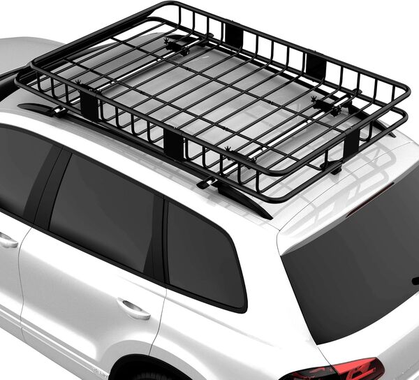 HOMCOM Porte-Bagage pour Voiture Galerie de Toit pour Voiture en métal réglable en Longueur de 109 à 162L cm Charge Max 100kg