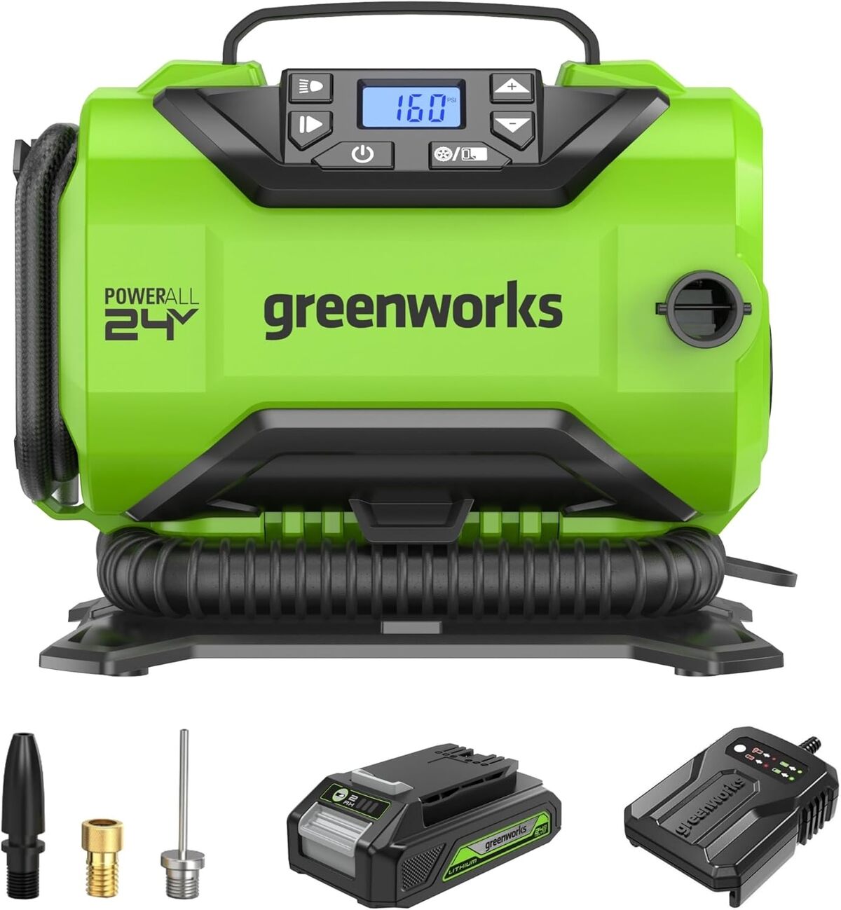 Test du compresseur à batterie Greenworks 24V : puissance et praticité