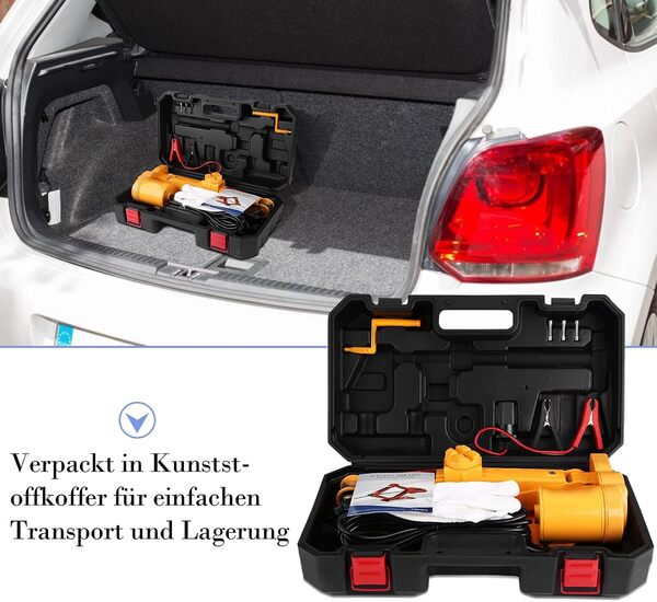 Zerone Cric de Levage Électrique, Cric Ciseaux Cric Ascenseur Universel Équipement de Secours 12V avec Contrôleur pour SUV Voiture, Capacité de 2 Tonnes