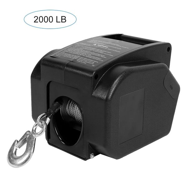 Treuil électrique 12V 2721 Kg avec Télécommande Radio, Treuil de Bateau, Câble de Treuil, Poulie de Treuil électrique en Fer et Plastique pour Voiture