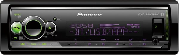 Pioneer MVH-S520BT Autoradio 1 DIN avec Tuner RDS et Bluetooth®, éclairage Multicolore, USB, Application Smart Sync et Compatible avec appareils Apple et Android