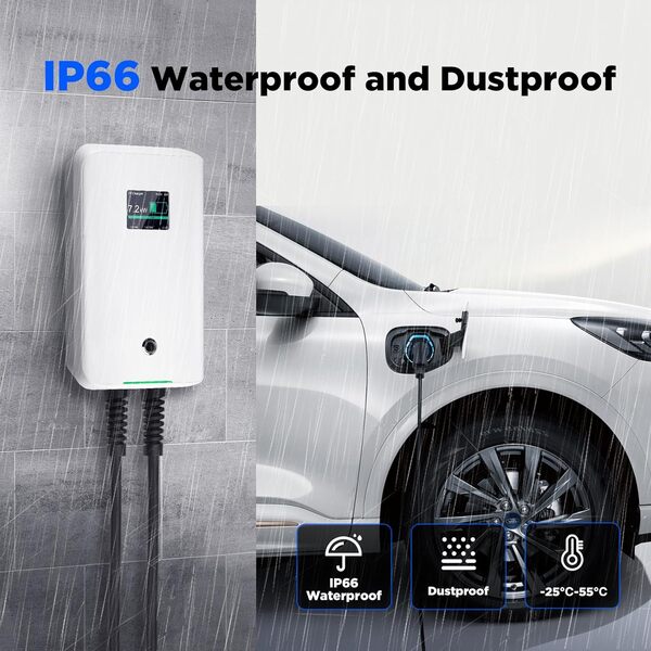 Morec 7kw ev Chargeur Monophasé Type 2 32A Station de Charge EU Standard wallbox IEC 62196-2 avec câble d'alimentation pour boîte de Distribution Boîte Rapide 6,1 m