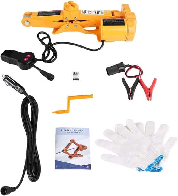 Cric Électrique 12V 2T, Levage Voiture 12-35 cm Avec Contrôleur, Cric Ciseaux Automobile Pour SUV Van Garage