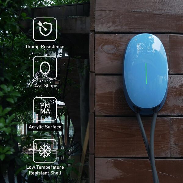 EIDYBOX Type 2 Wallbox pour Vehicule Electrique, 7,2KW Monophasé 32A Borne de Recharge avec Câble de 6M, Station de Recharge pour véhicules électriques à Domicile, Étanchéité IP66 Bleu