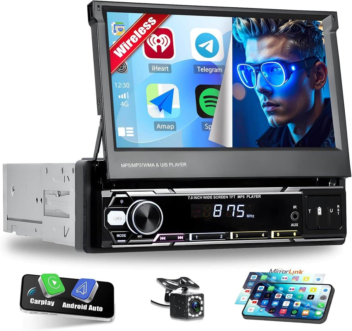 Test autoradio Camecho 1 Din : écran rétractable et Carplay