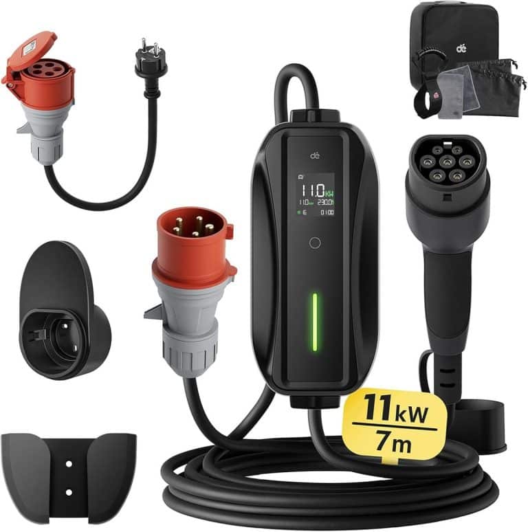 Borne De Recharge Voiture électrique AIMILER 11kW Triphasée - Contrôle WiFi/APP - Câble Type 2 7,5m - Portable Ou Mural (IP65)