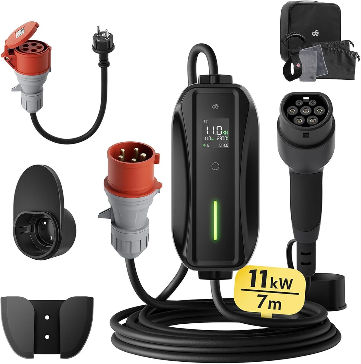 Test : chargeur voiture électrique 11kW modèle triphasé avec écran numérique