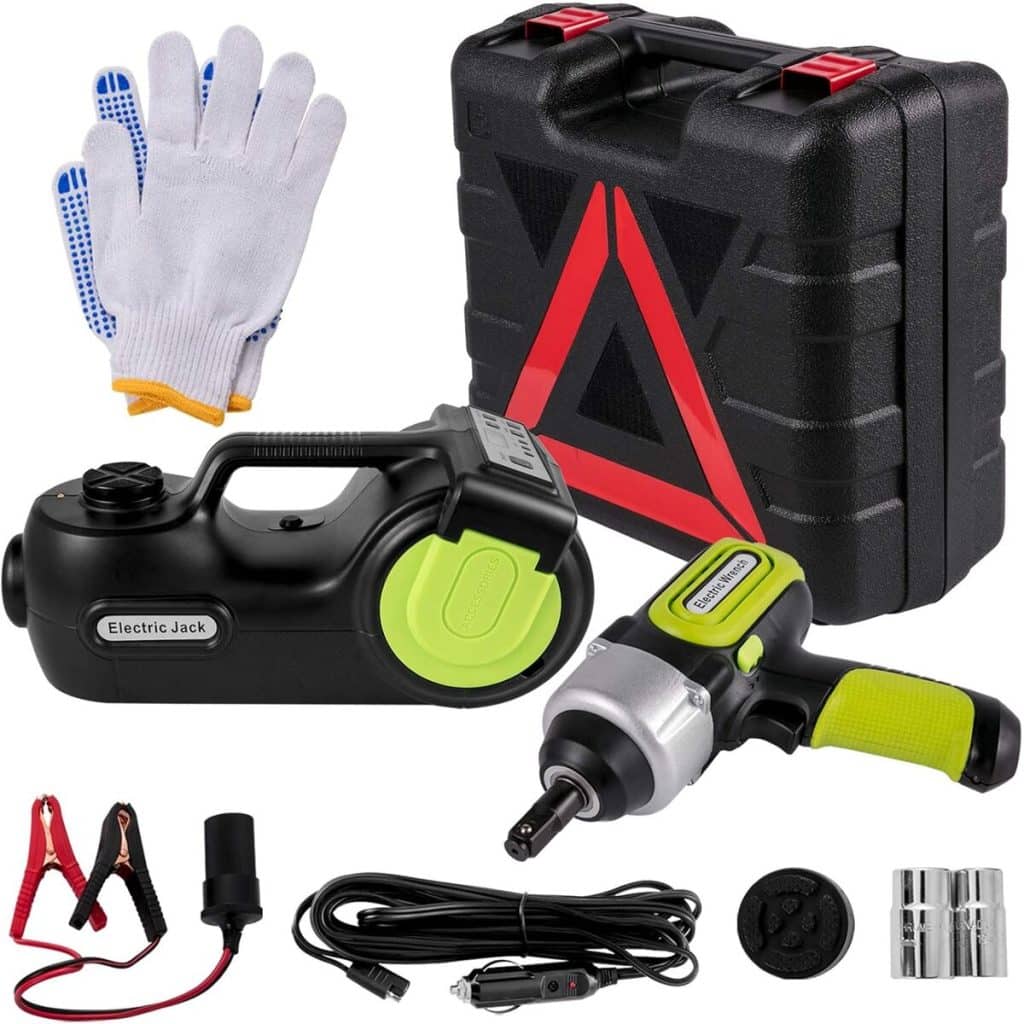 Test du cric électrique vevor 12 V : hydraulique et outils inclus