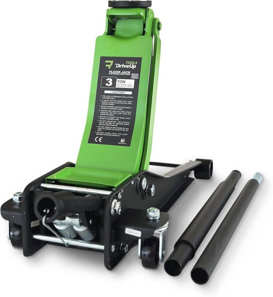 Test du cric hydraulique extra plat DRIVEUPTOOLS 3t