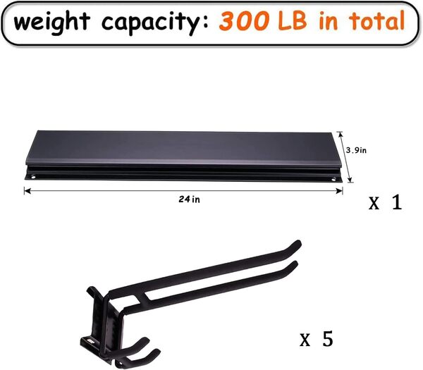 Ultrawall - Support mural pour skis, snowboards, avec 5 paires de crochets, fixation murale - pour la maison et le garage - support de rangement de ski pouvant supporter jusqu'à 136 kg