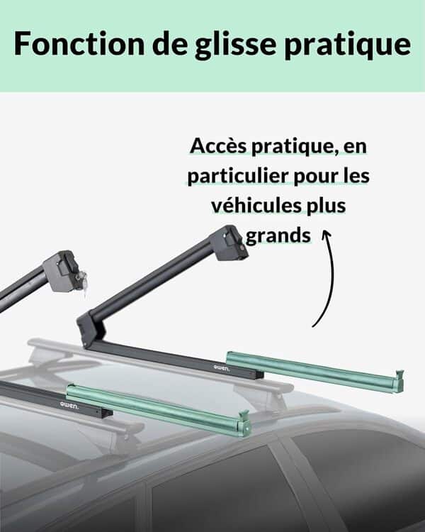 Owen Porte-skis haut de gamme noir en aluminium pour 6 skis ou 4 snowboards Charge maximale 42 kg DIN 75302:2019 et certifié City Crash Dimensions : 800 x 58 x 130 mm