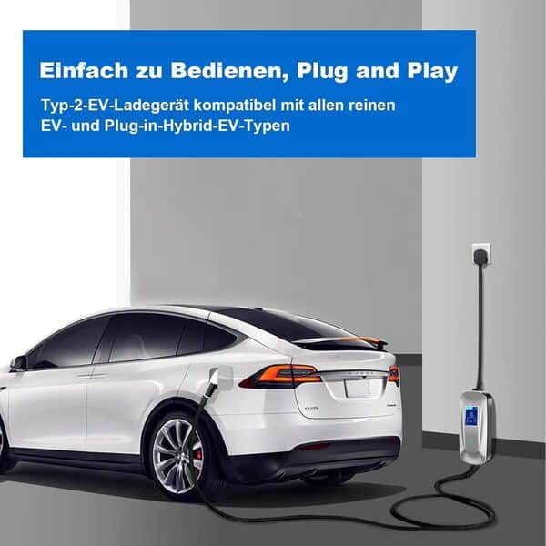 AIMAX Cable Recharge Voiture Electrique Chargeur EV 3.5kw 16A, Cable De Recharge Type 2 Chargeur Voiture Electrique Portable pour Voiture électrique et Hybride Plug-in EV, Plug and Play, 6.5m