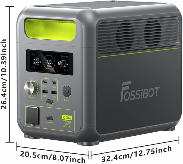 FOSSiBOT F1200 Generateur Electrique Portable 1200W, 1024Wh LiFePO4 Station électrique, 7 Sorties, UPS, BMS, 4000+ Fois, Générateur Solaire pour Camping/Jardin/RV