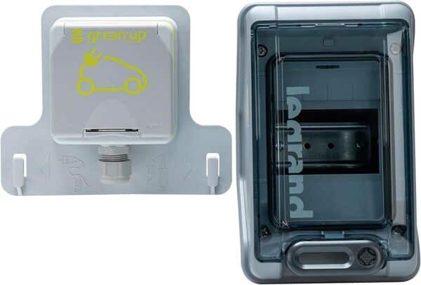 Prise de Recharge IP54 pour Voitures électriques, avec Interrupteur FI/LS 20A, Prise française (Prise + 4 Modules Coffret)